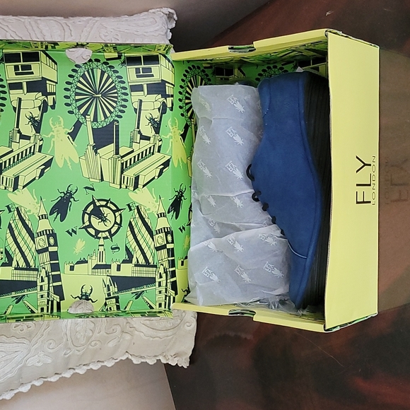 FLY London Shoes - FLY London women shoes, blue leather , wedges,  lace up , size 40 or 9 to 9.5